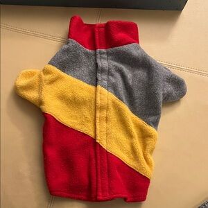 Colorblock Fleece Dog Jacket in Red, Gray & Yellow